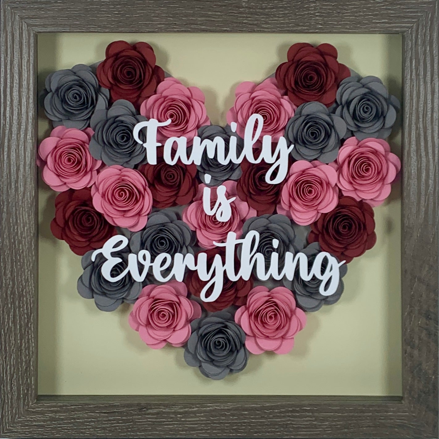 Heart Shape Paper Flower Shadow box *Customizable*