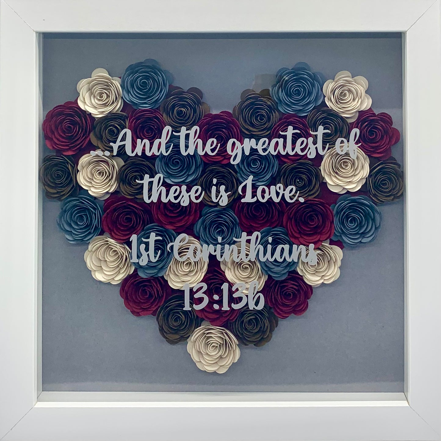 Heart Shape Paper Flower Shadow box *Customizable*