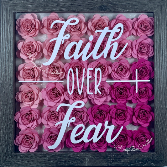 Faith Over Fear | Pink Shadow Box | Pink Ombre | Inspirational Quote